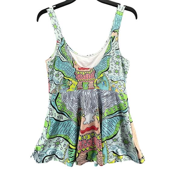 Artscow Custom Swimsuit Dress Women L Blue Multicolor Skater Stretch Art Unique - Picture 4 of 15